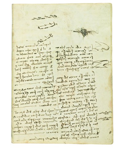 Códice sobre el vuelo de los pájaros, Folio 18 recto de Leonardo da Vinci